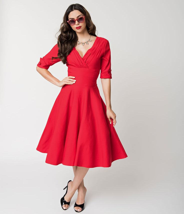 Vintage 1960s Unique Vintage Delores Delores Swing Dress In Red By Unique Vintage Vintage 1960s Unique Vintage Delores Delores Swing Dress In Red By Unique Vintage