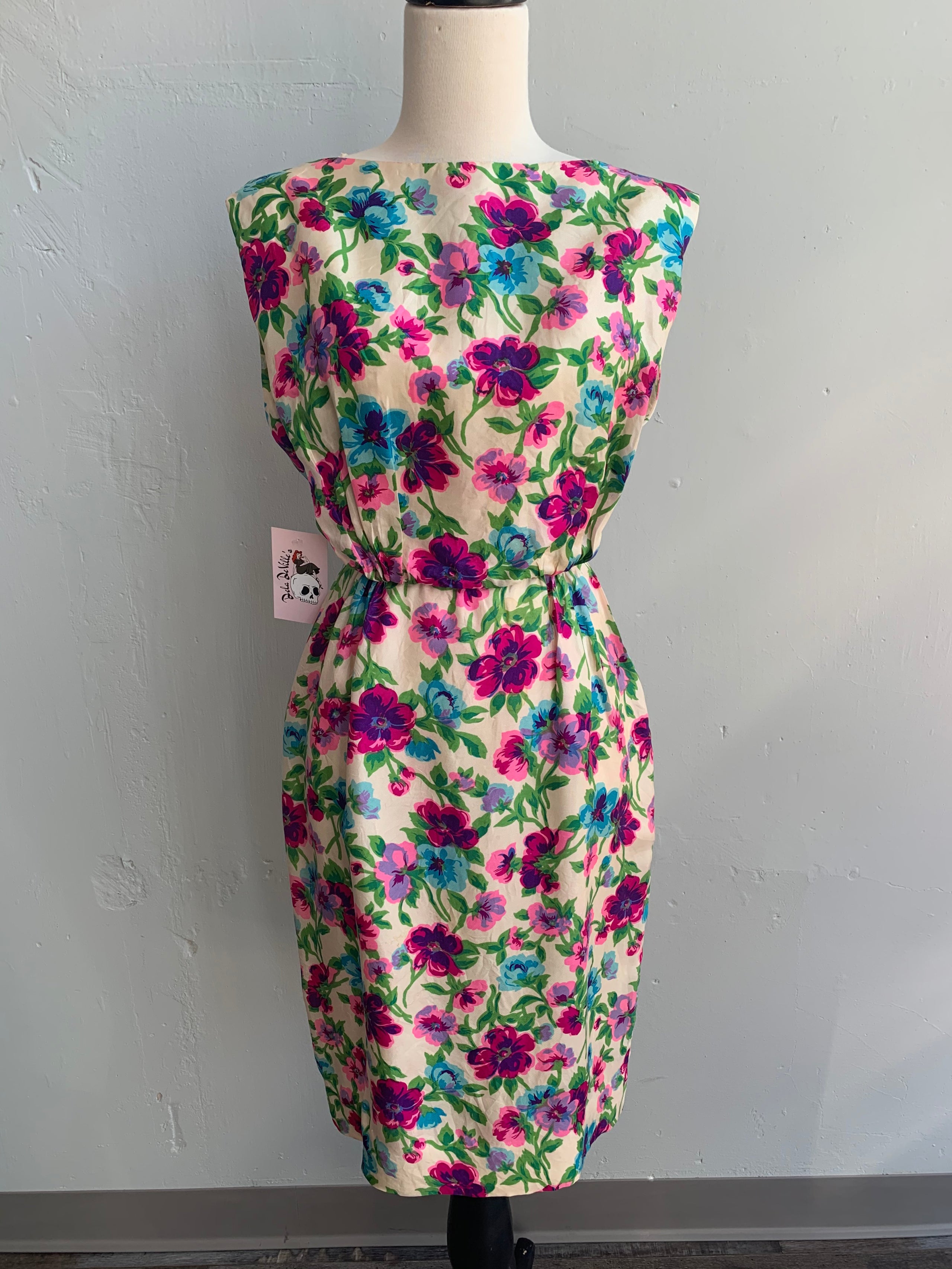 1950s/60s Silk Floral Wiggle Dress | Dela Deville's Vintage